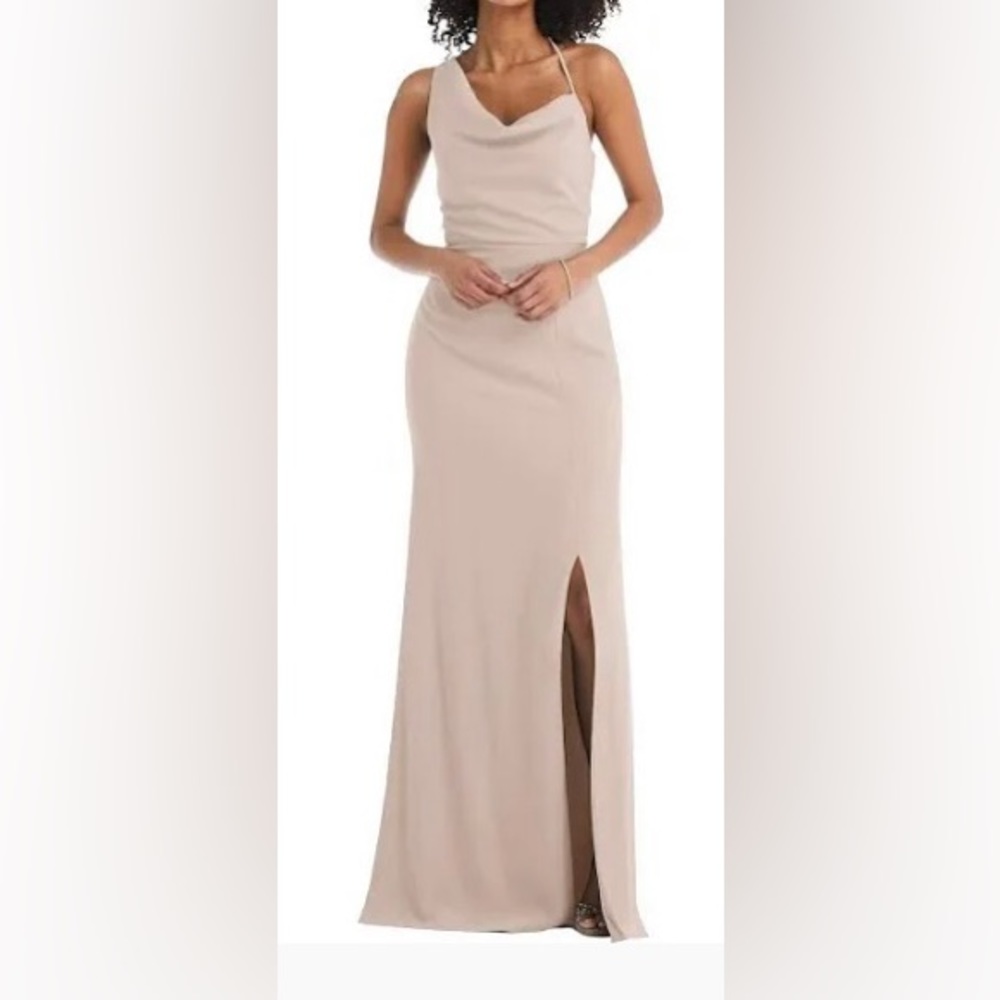 NWT AFTER SIX Crepe 1 Shoulder Cowl Drape Dress Cameo Pink Prom Sz 12R $235